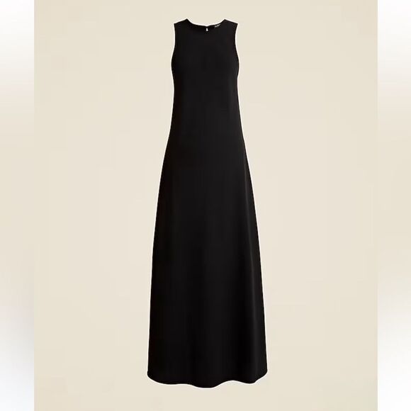 NWT J CREW Long A-line dress in drapey crepe in black - Picture 4 of 8